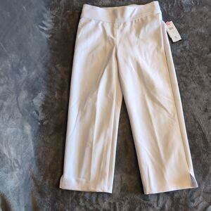 Peter Nygard Women's Small White Stretch Capri Pants Black Tag